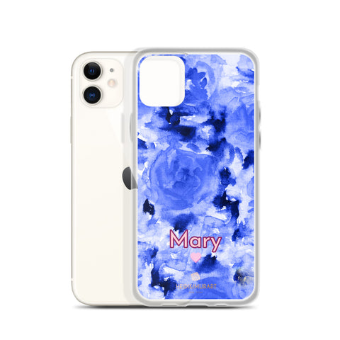 Custom Name Blue Floral iPhone Case, Personalized Phone Case-Heidi Kimura Art LLC-Heidi Kimura Art LLC