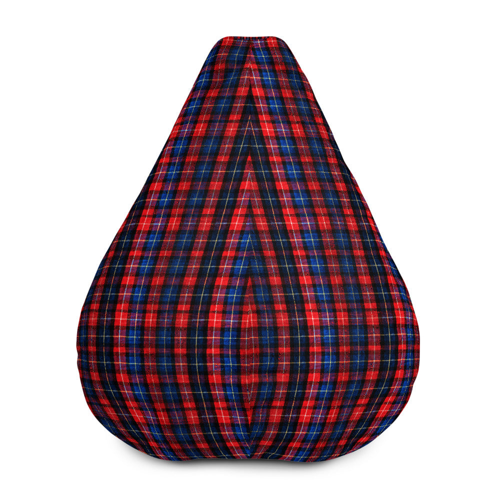Red and Blue Tartan Plaid Print Water Resistant Polyester Bean Sofa Bag-Bean Bag-Bean Bag w/ Filling-Heidi Kimura Art LLC