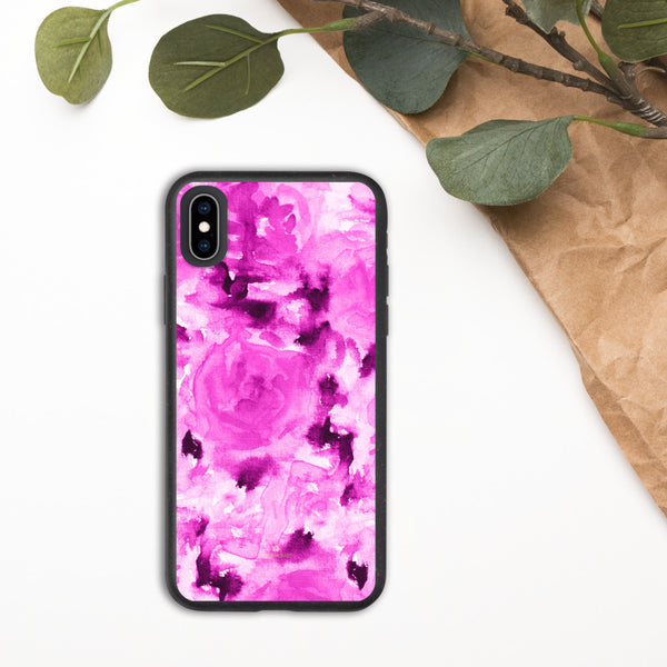 Floral Print Biodegradable Phone Case, Hot Pink Rose Flower Abstract Best Environmentally, Recycled Eco-Friendly Abstract Rose Flower Print iPhone Case-Printed in EU, Eco-Friendly Phone Cases, Biodegradable Phone Cases for Vegan Lovers, Phone Cases For iPhone 7 Plus/ 8 Plus, iPhone X/ iPhone 10, iPhone XS/ XR/ XS Max, iPhone 11, iPhone 11 Pro, iPhone 11 Pro Max