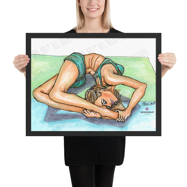 Yayoi Bendy Yoga Pose Illustration Premium Luster Photo Framed Poster - Made in USA-Art Print-18×24-Heidi Kimura Art LLC