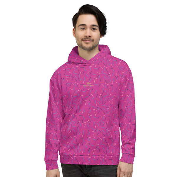 Hot Pink Birthday Sprinkle Print Ladies Unisex Hoodie Sweatshirt Pullover- Made in EU-Women's Hoodie-Heidi Kimura Art LLC