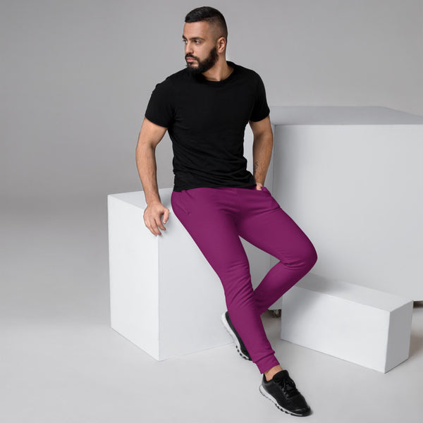Purple Solid Color Men's Joggers, Modern Minimalist Solid Color Sweatpants For Men, Modern Slim-Fit Designer Ultra Soft & Comfortable Men's Joggers, Men's Jogger Pants-Made in EU/MX (US Size: XS-3XL)