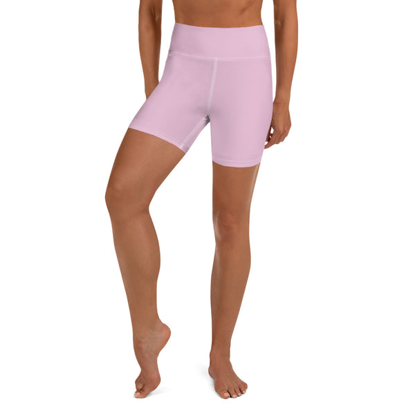 Light Pink Girlie Premium Fitness Workout Women's Yoga Shorts w/ Pockets- Made in USA-Yoga Shorts-XS-Heidi Kimura Art LLC