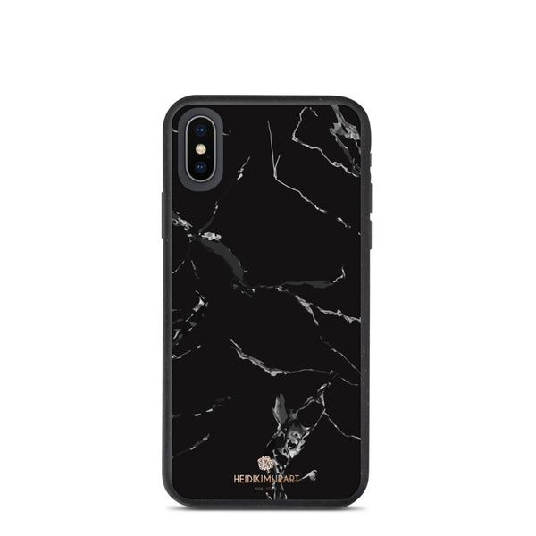 Black Eco-Friendly Phone Case, Marble Print Biodegradable iPhone Case-Heidi Kimura Art LLC-iPhone X/XS-Heidi Kimura Art LLC