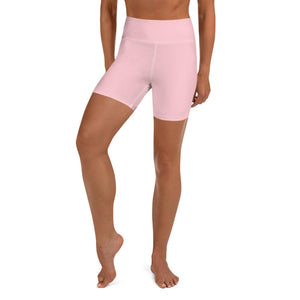 Ballet Pink Women's Yoga Shorts, Solid Color Dance Workout Short Pants- Made in USA/EU-Yoga Shorts-XS-Heidi Kimura Art LLC Ballet Pink Solid Color Premium Quality Women's High Waist Spandex Fitness Workout Yoga Shorts, Yoga Tights, Fashion Gym Quick Drying Short Pants With Pockets - Made in USA/EU (US Size: XS-XL)