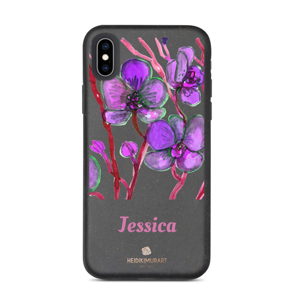 Custom Name Orchid iPhone Case, Biodegradable Personalized Phone Case-Heidi Kimura Art LLC-iPhone XS Max-Heidi Kimura Art LLC