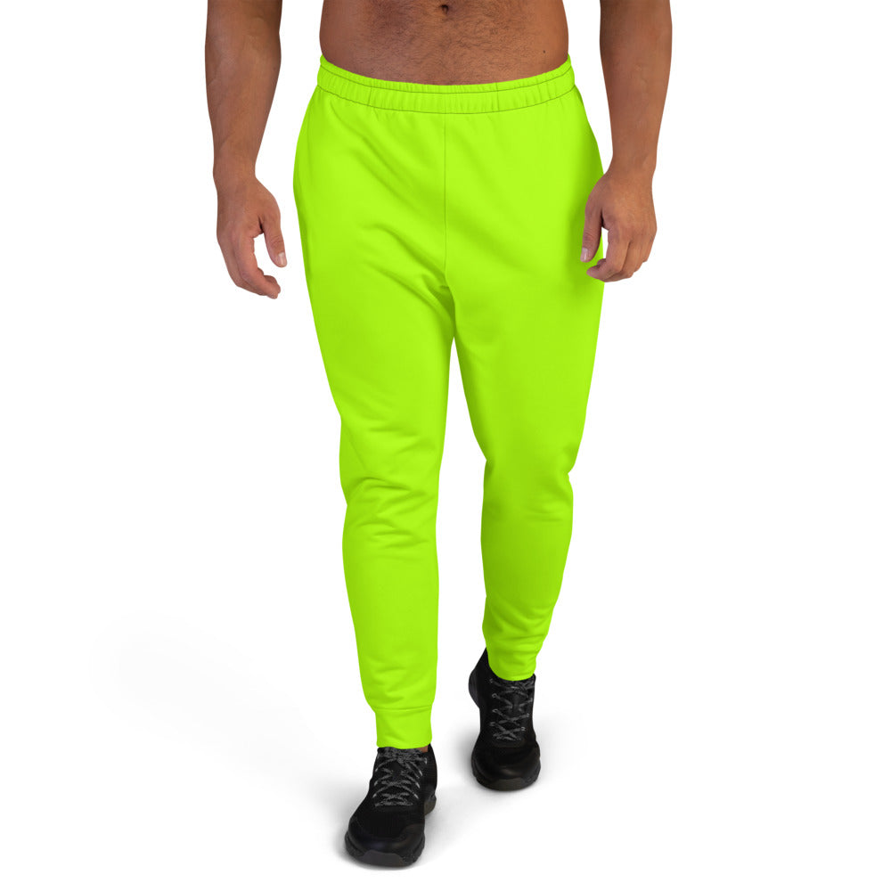 Neon Green Bright Solid Color Premium Men's Joggers Sweatpants - Made in EU-Men's Joggers-XS-Heidi Kimura Art LLC