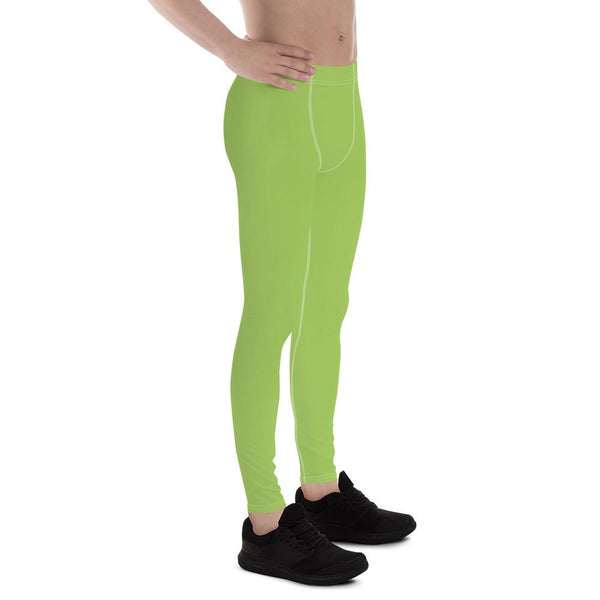 Light Green Apple Meggings Compression Men Tights Men's Best Premium Leggings-Men's Leggings-Heidi Kimura Art LLC Light Green Meggings, Light Green Apple Solid Color Premium Classic Elastic Comfy Men's Leggings Fitted Tights Pants - Made in USA/EU (US Size: XS-3XL) Meggings, Men's Workout Gym Tights Leggings, Compression Tights, Kinky Fetish Men Pants
