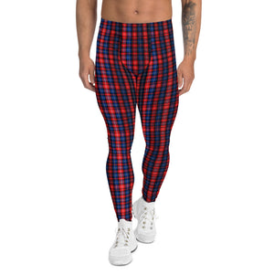 Red Plaid Print Men's Leggings-Heidikimurart Limited -XS-Heidi Kimura Art LLC Red Plaid Print Men's Leggings, Scottish Tartan Print Fashion Men's Running Tights, Stylish Colorful Sexy Meggings Men's Workout Gym Tights Leggings, Men's Compression Tights Pants - Made in USA/ EU/ MX (US Size: XS-3XL) 