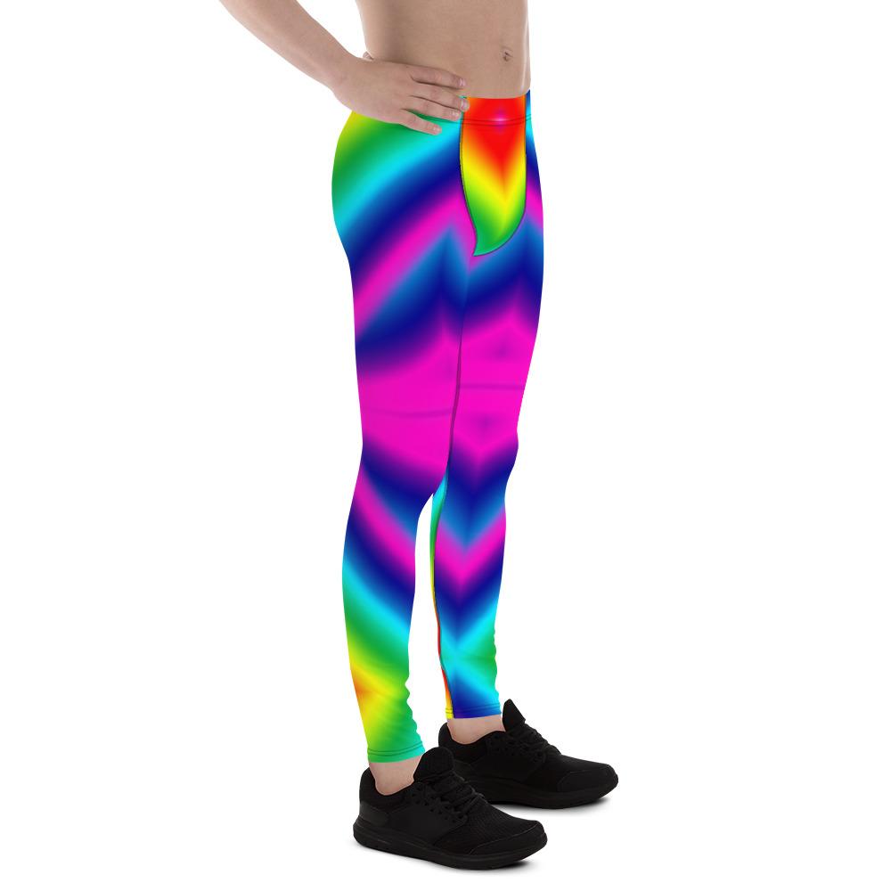 Colorful Rainbow Meggings, Ombre Men's Leggings Compression Tights- Made in  USA/EU