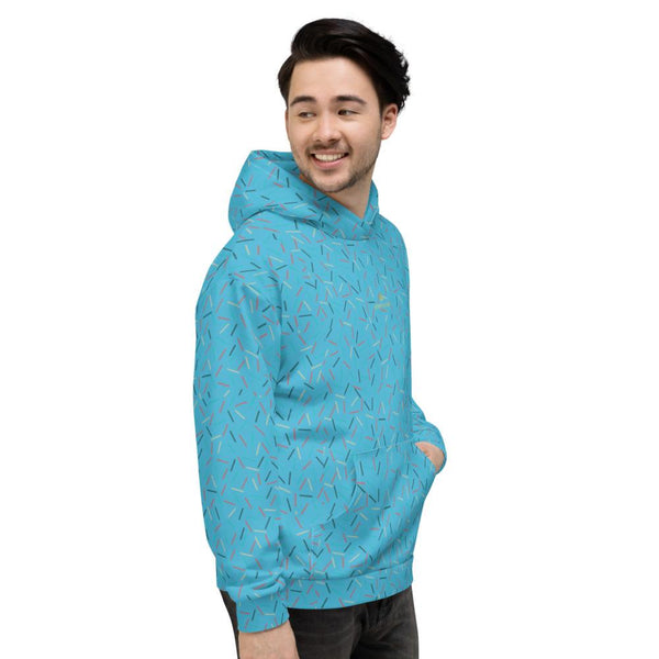 Light Blue Birthday Sprinkle Print Men's Unisex Hoodie Sweatshirt Pullover - Made in EU-Men's Hoodie-Heidi Kimura Art LLC