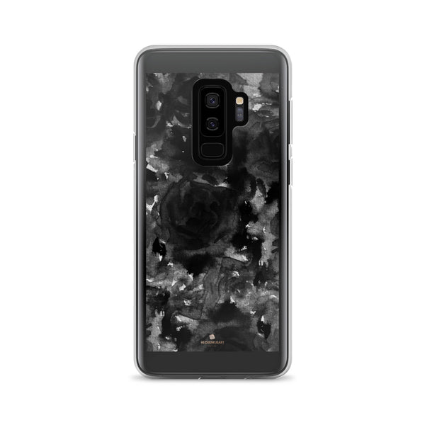Black Floral Rose Samsung Case, Abstract Watercolor Phone Case-Heidi Kimura Art LLC-Samsung Galaxy S9+-Heidi Kimura Art LLC