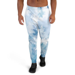 Light Blue Sky Clouds Abstract Print Men's Joggers Casual Sweatpants - Made in EU-Men's Joggers-XS-Heidi Kimura Art LLC