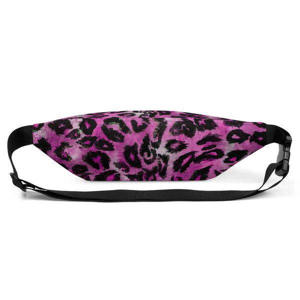 Pink Leopard Animal Print Designer Fanny Pack Over The Shoulder Bag- Made in USA/EU-Fanny Pack-Heidi Kimura Art LLC