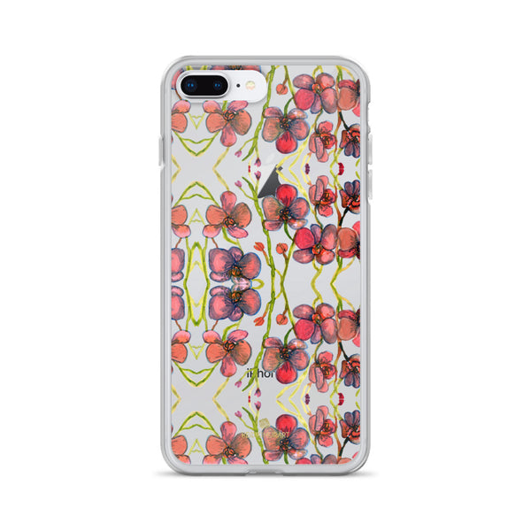 Red Orchids Print iPhone Case, Floral Orchid Phone Cases-Printed in USA/EU-Heidi Kimura Art LLC-iPhone 7 Plus/8 Plus-Heidi Kimura Art LLC