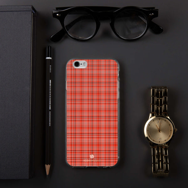 Red Plaid Print iPhone Case, Tartan Print Phone Case-Printed in USA/EU-Heidi Kimura Art LLC-iPhone 6/6s-Heidi Kimura Art LLC