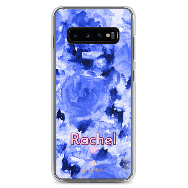 Personalized Blue Floral Samsung Case, Rose Flower Print Phone Case-Heidi Kimura Art LLC-Samsung Galaxy S10+-Heidi Kimura Art LLC