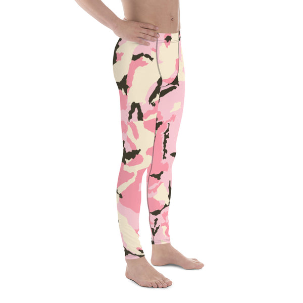 Light Pink Camo Camouflage Military Army Abstract Print Sexy Meggings-Made in USA/EU-Men's Leggings-Heidi Kimura Art LLC