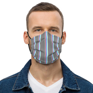 Grey Striped Premium Face Mask, Non-Medical Face Coverings-Heidikimurart Limited -Black-Heidi Kimura Art LLC