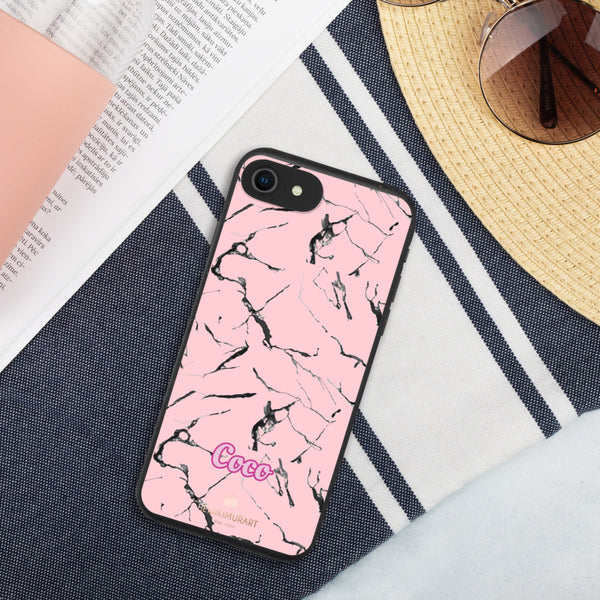 Custom Name Eco-Friendly iPhone Case, Pink Name Biodegradable Phone Case-Heidi Kimura Art LLC-iPhone 7/8/SE-Heidi Kimura Art LLC