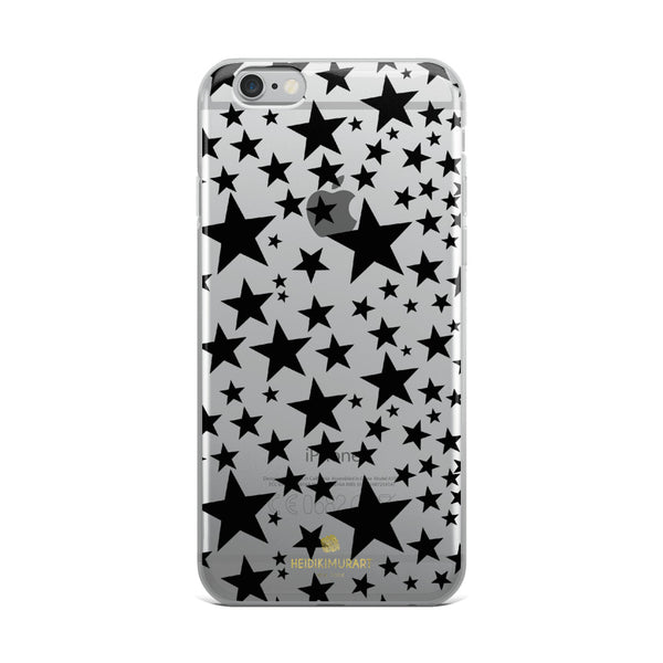 Black Stars Pattern Print Transparent Clear Designer iPhone Phone Case- Made in USA/EU-Phone Case-iPhone 6 Plus/6s Plus-Heidi Kimura Art LLC