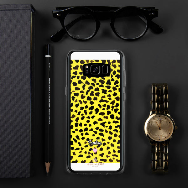 Yellow Leopard Print Samsung Case, Personalized Custom Name Phone Case-Heidi Kimura Art LLC-Samsung Galaxy S8+-Heidi Kimura Art LLC