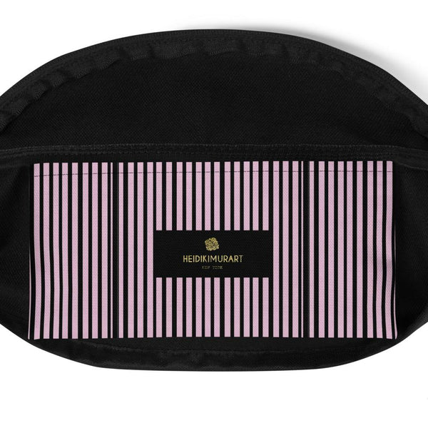 Light Pink Green Tropical Leaf Print Waist Belt Bag Fanny Pack Belt Bag- Made in USA/EU-Fanny Pack-Heidi Kimura Art LLC