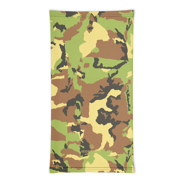 Green Camo Face Mask Coverings, Army Military Camouflage Print Luxury Premium Quality Cool And Cute One-Size Reusable Washable Scarf Headband Bandana - Made in USA/EU, Face Neck Warmers, Non-Medical Breathable Face Covers, Neck Gaiters, Non-Medical Face Coverings 