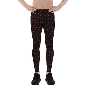 Red Black Ladybug Cute Polka Dots Print Premium Men's Leggings-Made in USA/EU-Men's Leggings-XS-Heidi Kimura Art LLC