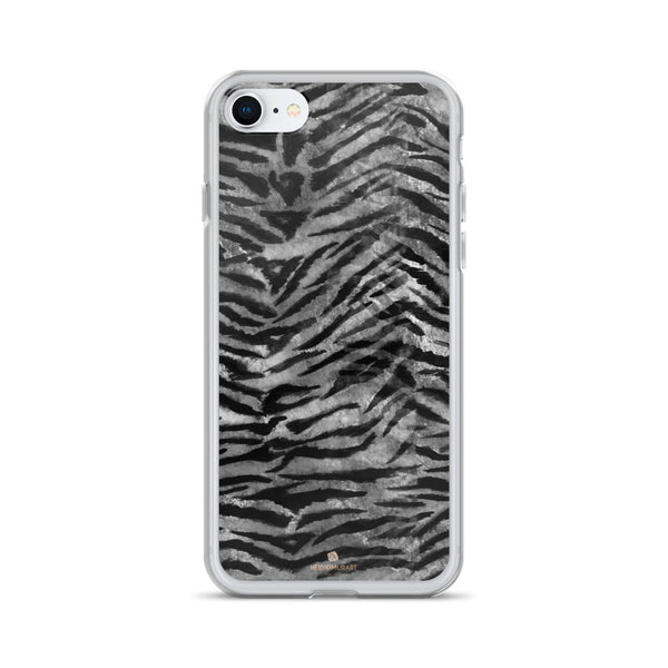Gray Tiger Stripe iPhone Case, iPhone X | XS | XR | XS Max | 8 Phone Case- Made in USA-Phone Case-iPhone 7/8-Heidi Kimura Art LLC