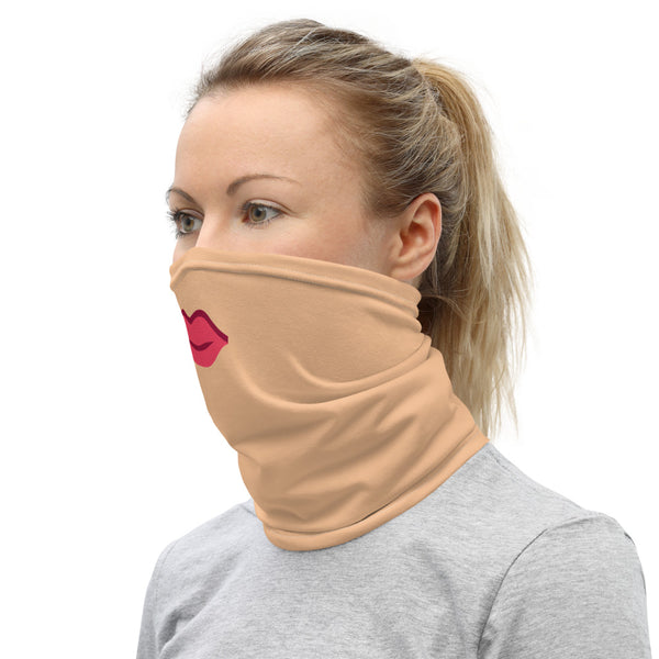 Red Sexy Lips Face Mask, Washable Reusable Funny Neck Gaiter-Heidi Kimura Art LLC-Heidi Kimura Art LLC