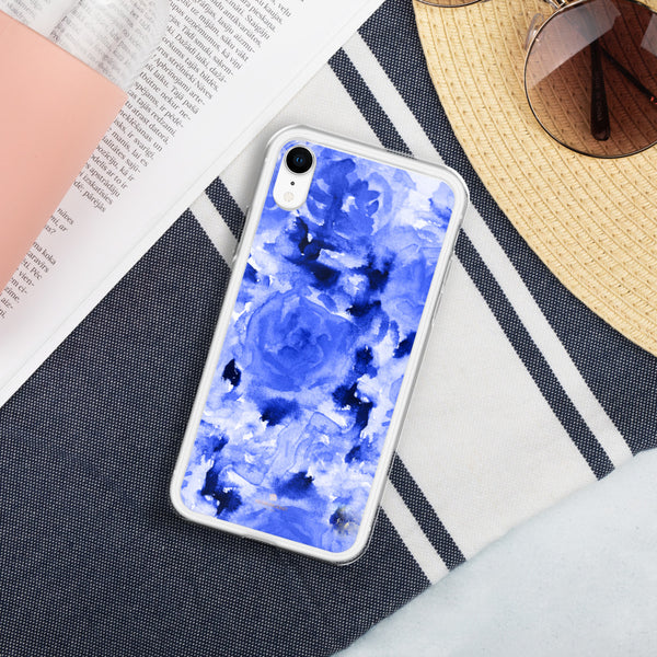 Blue Liquid Glitter Phone Case, Floral Print iPhone Cases-Printed in USA/EU-Heidi Kimura Art LLC-Gold-iPhone XR-Heidi Kimura Art LLC