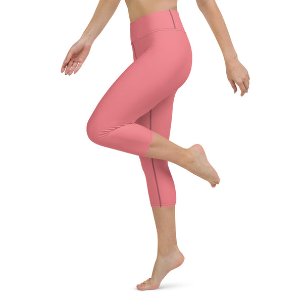 Yoga Capri Leggings-Heidi Kimura Art LLC-Heidi Kimura Art LLC Light Pink Women's Capri Leggings, Solid Color Modern Minimalist Capri Leggings Yoga Pants - Made in USA/EU (US Size: XS-XL)
