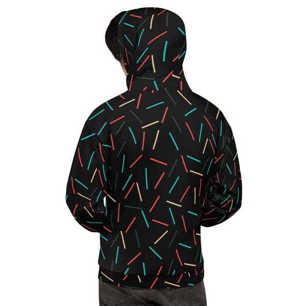 Black Sprinkle Print Men's or Women's Unisex Hoodie Sweatshirt Pullover- Made in EU-Men's Hoodie-Heidi Kimura Art LLC