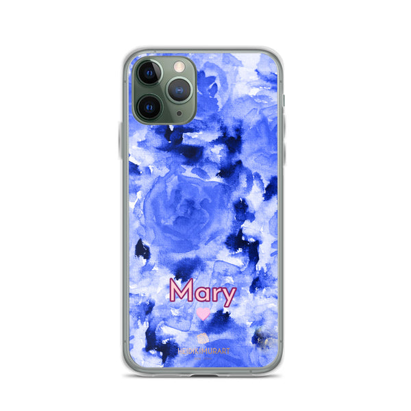 Custom Name Blue Floral iPhone Case, Personalized Phone Case-Heidi Kimura Art LLC-iPhone 11 Pro-Heidi Kimura Art LLC