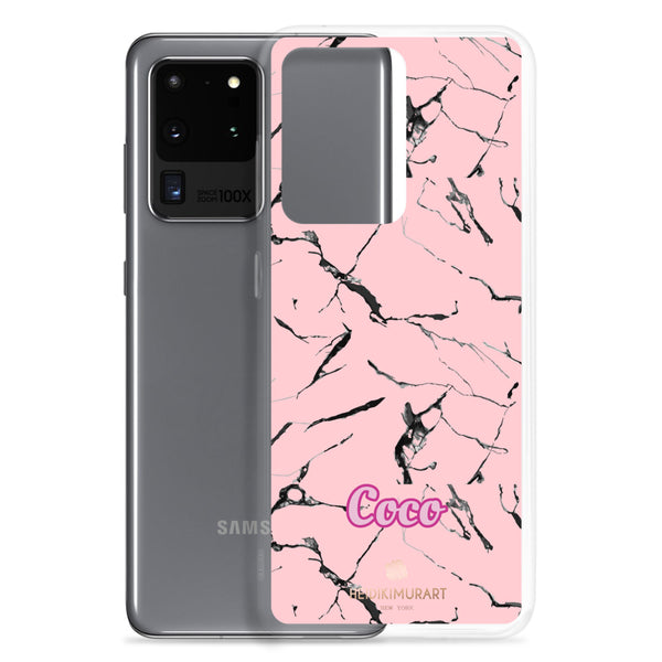 Pink Marble Personalized Samsung Case, Custom Name iPhone Case-Heidi Kimura Art LLC-Heidi Kimura Art LLC