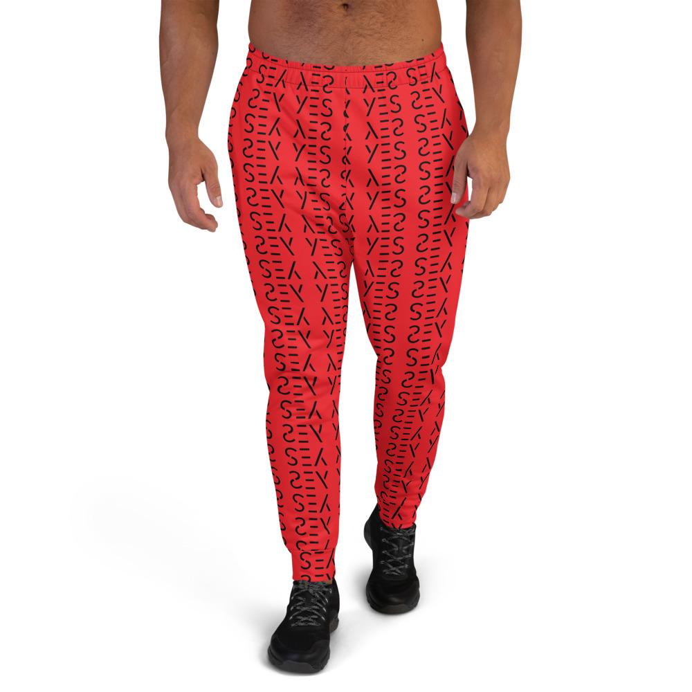 Hot Red Yes Print Premium Colorful Men's Joggers Casual Sweatpants - Made in EU-Men's Joggers-XS-Heidi Kimura Art LLC
