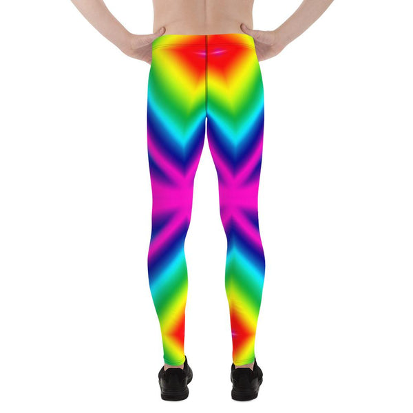 Colorful Rainbow Ombre Print Premium Men's Leggings Men Tights- Made in USA/EU-Men's Leggings-Heidi Kimura Art LLC