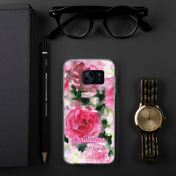 Pink Rose Personalized Samsung Case, Floral Custom Name Phone Case-Heidi Kimura Art LLC-Samsung Galaxy S7-Heidi Kimura Art LLC