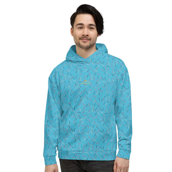 Light Blue Birthday Sprinkle Print Men's Unisex Hoodie Sweatshirt Pullover - Made in EU-Men's Hoodie-XS-Heidi Kimura Art LLC