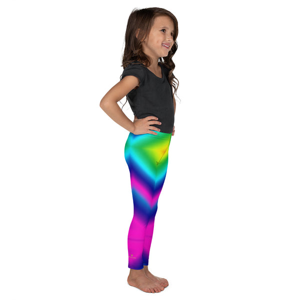 Colourful Fun Rainbow Ombre Print Kid's Leggings Running Tights - Made in USA/ EU-Kid's Leggings-Heidi Kimura Art LLC