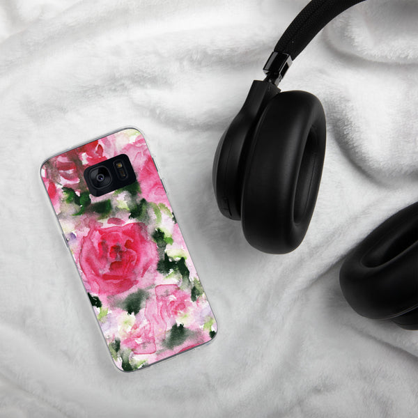 Pink Rose Floral Print Samsung Case, Flower BPA Free Phone Case-Printed in USA/EU-Heidi Kimura Art LLC-Heidi Kimura Art LLC