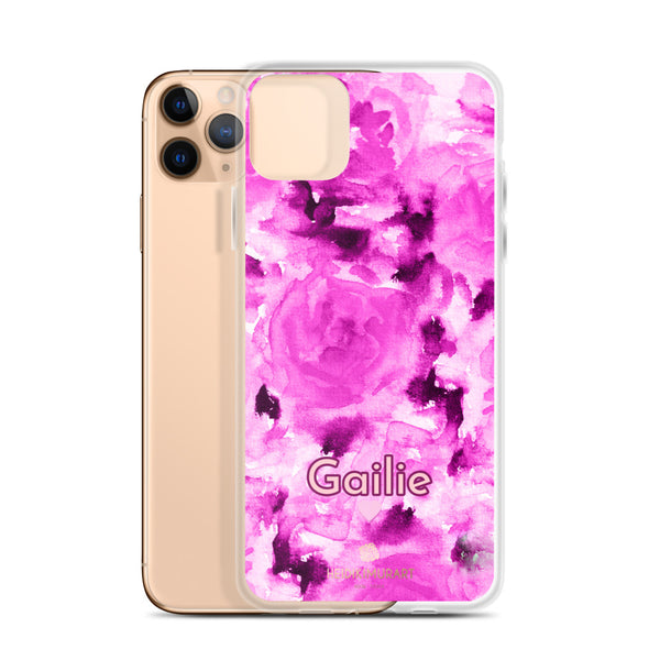 Pink Floral Custom Name iPhone Case, Rose Personalized Phone Case-Heidi Kimura Art LLC-Heidi Kimura Art LLC