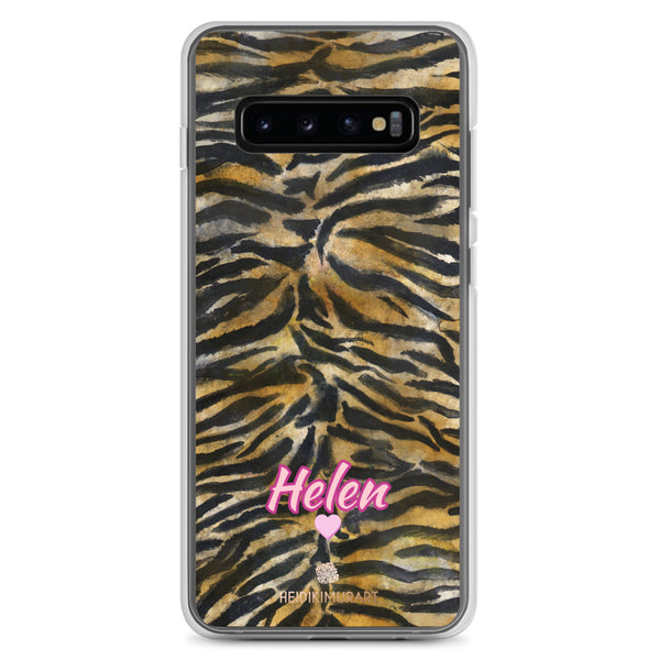 Custom Name Tiger Stripe Samsung Case, Animal Print Phone Case-Heidi Kimura Art LLC-Samsung Galaxy S10+-Heidi Kimura Art LLC