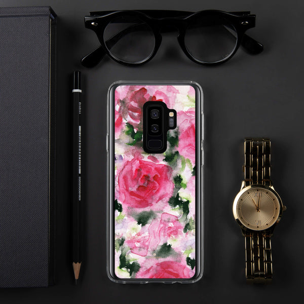 Pink Rose Floral Print Samsung Case, Flower BPA Free Phone Case-Printed in USA/EU-Heidi Kimura Art LLC-Samsung Galaxy S9+-Heidi Kimura Art LLC