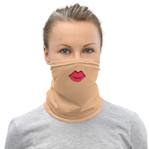 Red Sexy Lips Face Mask, Washable Reusable Funny Neck Gaiter-Heidi Kimura Art LLC-Heidi Kimura Art LLC