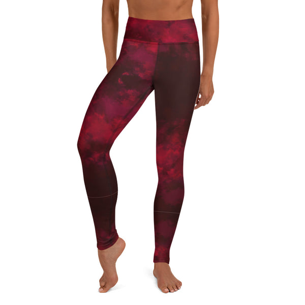 Red Abstract Long Yoga Leggings-Heidikimurart Limited -Heidi Kimura Art LLC Red Abstract Long Yoga Leggings, Modern Women's Gym Workout Active Wear Fitted Leggings Sports Long Yoga & Barre Pants - Made in USA/EU/MX (US Size: XS-6XL)