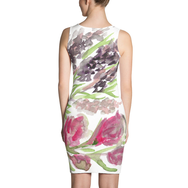 Blossoming Lavender Floral Print Long Sleeveless Women's Designer Dress - Made in USA-Women's Sleeveless Dress-Heidi Kimura Art LLC Floral Women's Dress, Blossoming Lavender Floral Print Long Sleeveless Women's Designer Dress - Made in USA/EU (US Size: XS-XL)