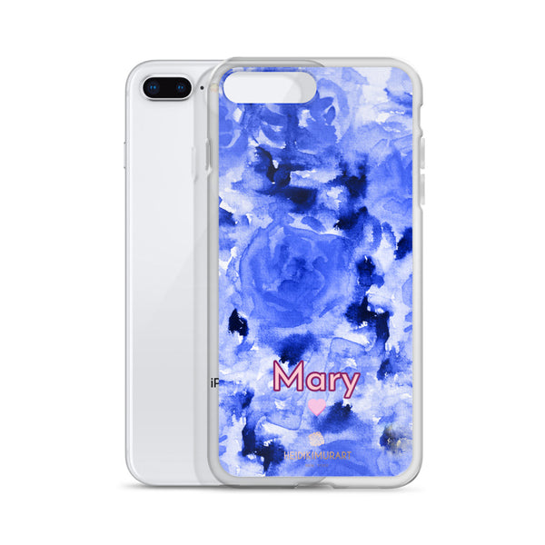 Custom Name Blue Floral iPhone Case, Personalized Phone Case-Heidi Kimura Art LLC-Heidi Kimura Art LLC