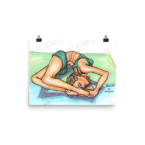 Midori Cool Bendy Yoga Pose Female Illustration Wall Art Poster - Made in USA/ Europe-Art Print-12×16-Heidi Kimura Art LLC